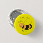 Badge Rond 2,50 Cm Bouton Enregistrer les abeilles (Devant & derrière)