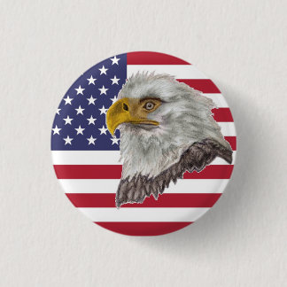 Badge Rond 2,50 Cm Bouton épingle d'aigle à drapeau américain