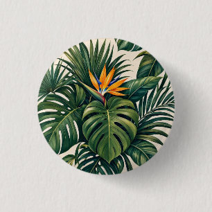 Badge Rond 2,50 Cm Bouton épingle feuille tropicale Monstera minimali