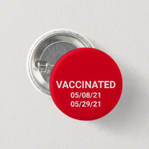 Badge Rond 2,50 Cm Bouton épingle rouge vacciné avec dates personna
