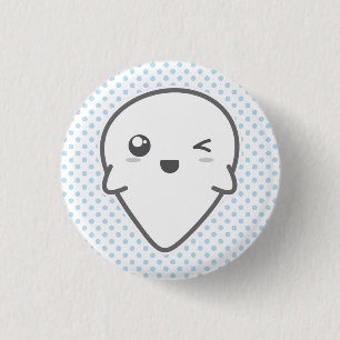 Badge Rond 2,50 Cm Bouton Fantôme Kawaii Winking