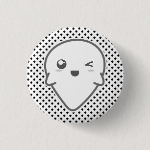 Badge Rond 2,50 Cm Bouton Fantôme Kawaii Winking