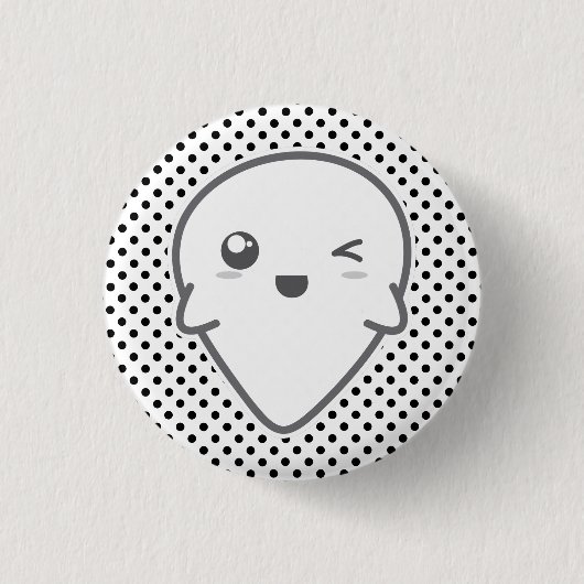 Badge Rond 2,50 Cm Bouton Fantôme Kawaii Winking (Devant)