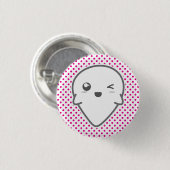 Badge Rond 2,50 Cm Bouton Fantôme Kawaii Winking (Devant & derrière)