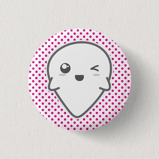 Badge Rond 2,50 Cm Bouton Fantôme Kawaii Winking (Devant)