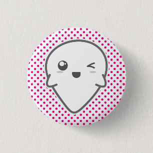 Badge Rond 2,50 Cm Bouton Fantôme Kawaii Winking