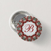 Badge Rond 2,50 Cm Bouton Fête + Fête de Noël Monogram (Devant & derrière)