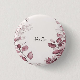 Badge Rond 2,50 Cm Bouton Feuilles Rouges Modernes