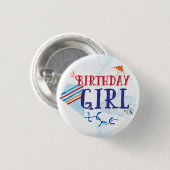Badge Rond 2,50 Cm Bouton fille anniversaire de cerf-volant (Devant & derrière)