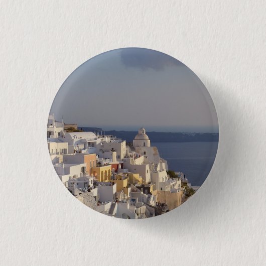 Badge Rond 2,50 Cm Bouton Fira Santorini / Insigne (Devant)