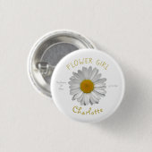 Badge Rond 2,50 Cm Bouton Fleur Fleur Daisy Gold Nom Flower Girl (Devant & derrière)