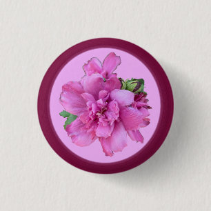 Badge Rond 2,50 Cm Bouton Fleur Rose