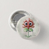 Badge Rond 2,50 Cm Bouton Fleur Rouge (Devant & derrière)