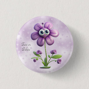 Badge Rond 2,50 Cm Bouton Fleur Violette