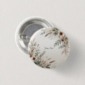 Badge Rond 2,50 Cm Bouton Fleurs Bleu Ivoire Aquarelle (Devant & derrière)