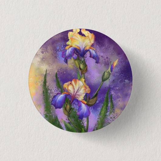 Badge Rond 2,50 Cm Bouton Fleurs Iris Belles Irises (Devant)