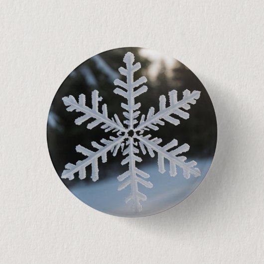 Badge Rond 2,50 Cm Bouton Flocon de Neige (Devant)