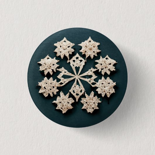 Badge Rond 2,50 Cm Bouton flocon de neige mignon. (Devant)