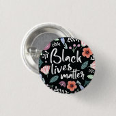 Badge Rond 2,50 Cm Bouton Floral Black Lives Matt (Devant & derrière)