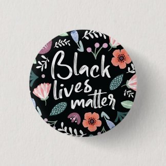 Badge Rond 2,50 Cm Bouton Floral Black Lives Matt