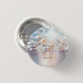 Badge Rond 2,50 Cm Bouton Floral Blanc Pêche (Devant & derrière)