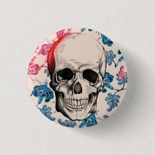 Badge Rond 2,50 Cm Bouton floral de crâne