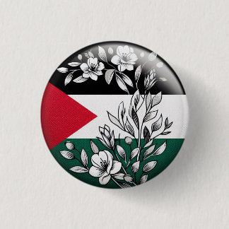 BADGE ROND 2,50 CM BOUTON FLORAL PALESTINE