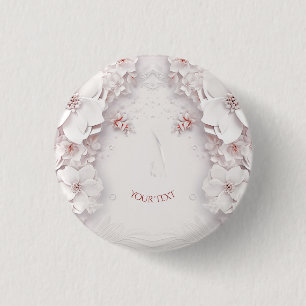 Badge Rond 2,50 Cm Bouton floral rose blush ivoire