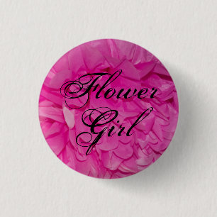 Badge Rond 2,50 Cm Bouton Flower Girl Pink Tissue Paper Flower