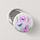 Badge Rond 2,50 Cm Bouton Flying Butterflies Spring Joy (Devant & derrière)
