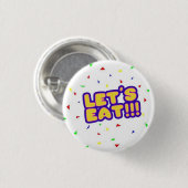 Badge Rond 2,50 Cm Bouton FNaF Chica - "MANGEONS ! ! !" Pinceau de ve (Devant & derrière)