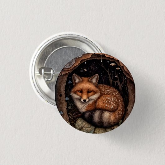 Badge Rond 2,50 Cm Bouton Fox de minuit (Devant & derrière)