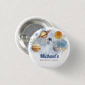 Badge Rond 2,50 Cm Bouton Galaxy Planètes Rocket Space (Devant & derrière)