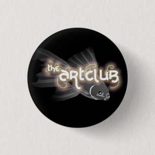 Badge Rond 2,50 Cm Bouton gris de poissons