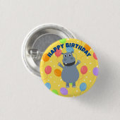 Badge Rond 2,50 Cm Bouton Happy Hippo (Devant & derrière)