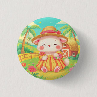 BADGE ROND 2,50 CM BOUTON HEUREUX KAWAII HAWAI