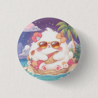 BADGE ROND 2,50 CM BOUTON HEUREUX KAWAII HAWAI