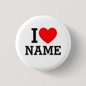 Badge Rond 2,50 Cm Bouton I Heart Name (Devant)