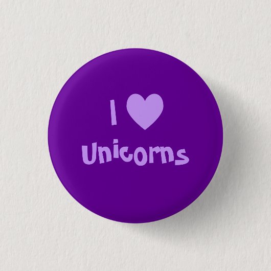 Badge Rond 2,50 Cm Bouton I Love Unicorns (Devant)