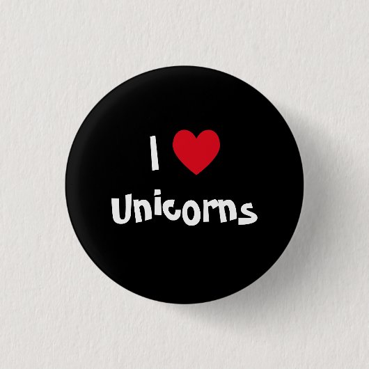 Badge Rond 2,50 Cm Bouton I Love Unicorns (Devant)