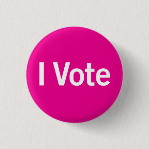 Badge Rond 2,50 Cm Bouton I Vote - Blanc sur Rose