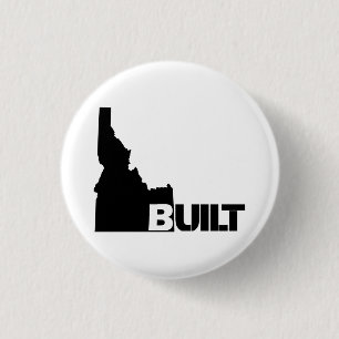 Badge Rond 2,50 Cm Bouton Idaho Construit (Noir)