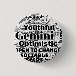 Badge Rond 2,50 Cm Bouton Inspiration Cloud Gemini Zodiac Word