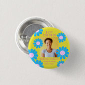 Badge Rond 2,50 Cm Bouton Jaune Daisy Best Teacher Photo (Devant & derrière)