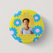 Badge Rond 2,50 Cm Bouton Jaune Daisy Best Teacher Photo (Devant)