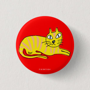 Badge Rond 2,50 Cm Bouton jaune de chat