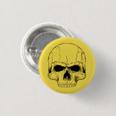 Badge Rond 2,50 Cm Bouton jaune de crâne (Devant & derrière)