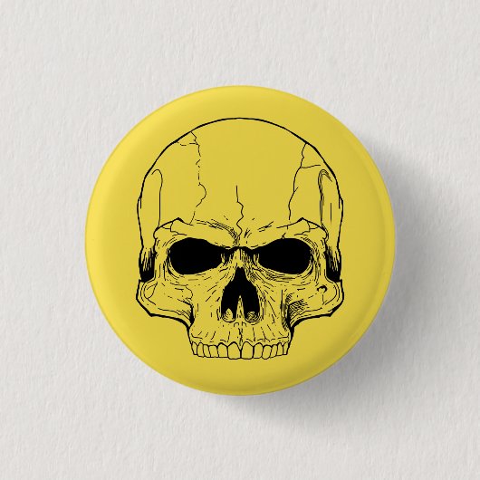 Badge Rond 2,50 Cm Bouton jaune de crâne (Devant)