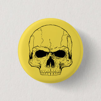 Badge Rond 2,50 Cm Bouton jaune de crâne