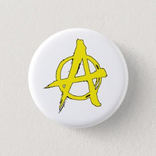 Badge Rond 2,50 Cm bouton jaune de symbole d'anarchie